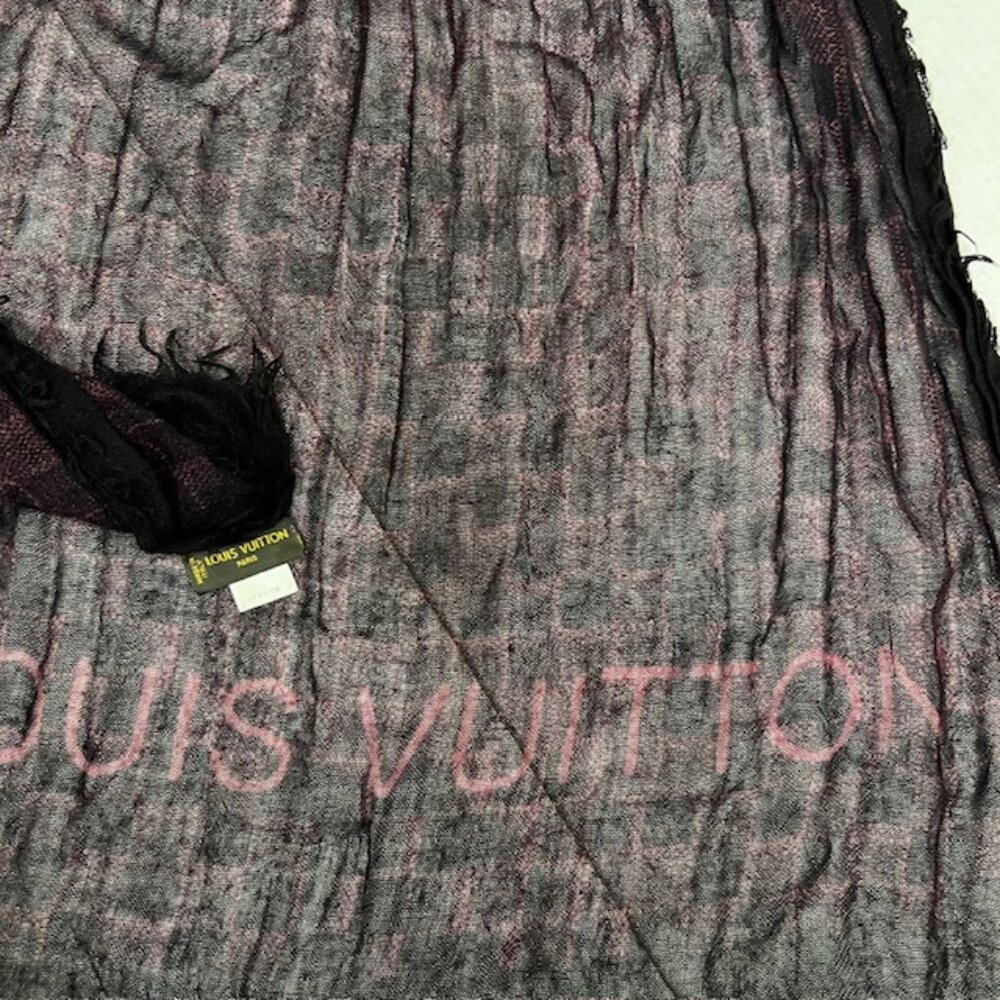 LOUIS VUITTON Etole Fringe Shawl Scarf 70% Cashmere/30% Silk 80" x51" 401910(42 - Picture 9 of 16